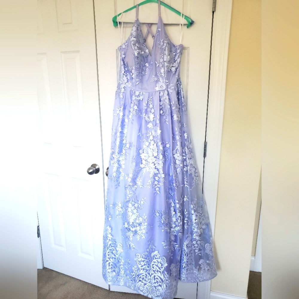 BCX Gown Dress Criscross Straps Lavender 11 juniors or 8 regular